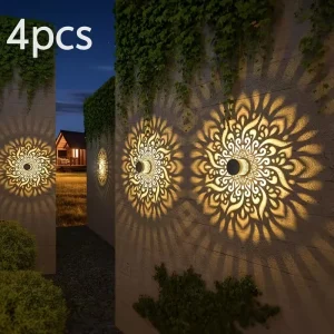 4PC solar wall light, metal pattern