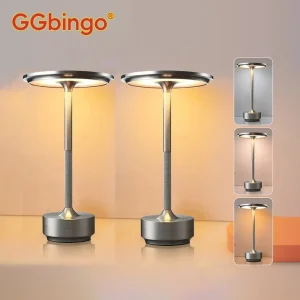 GGbingo 2PCS Rechargeable Wireless Table Lamp LED Touch Sensor