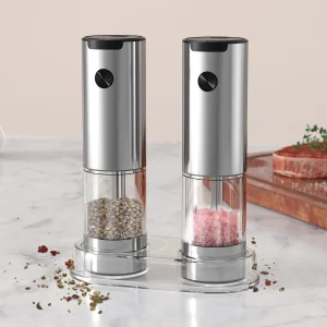 Electric Salt and Pepper Grinder Set – Automatic Battery-Powered Shakers