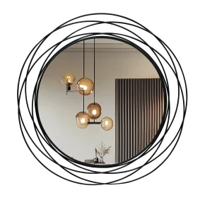 Black Metal Frame Wall Mirror: 32”