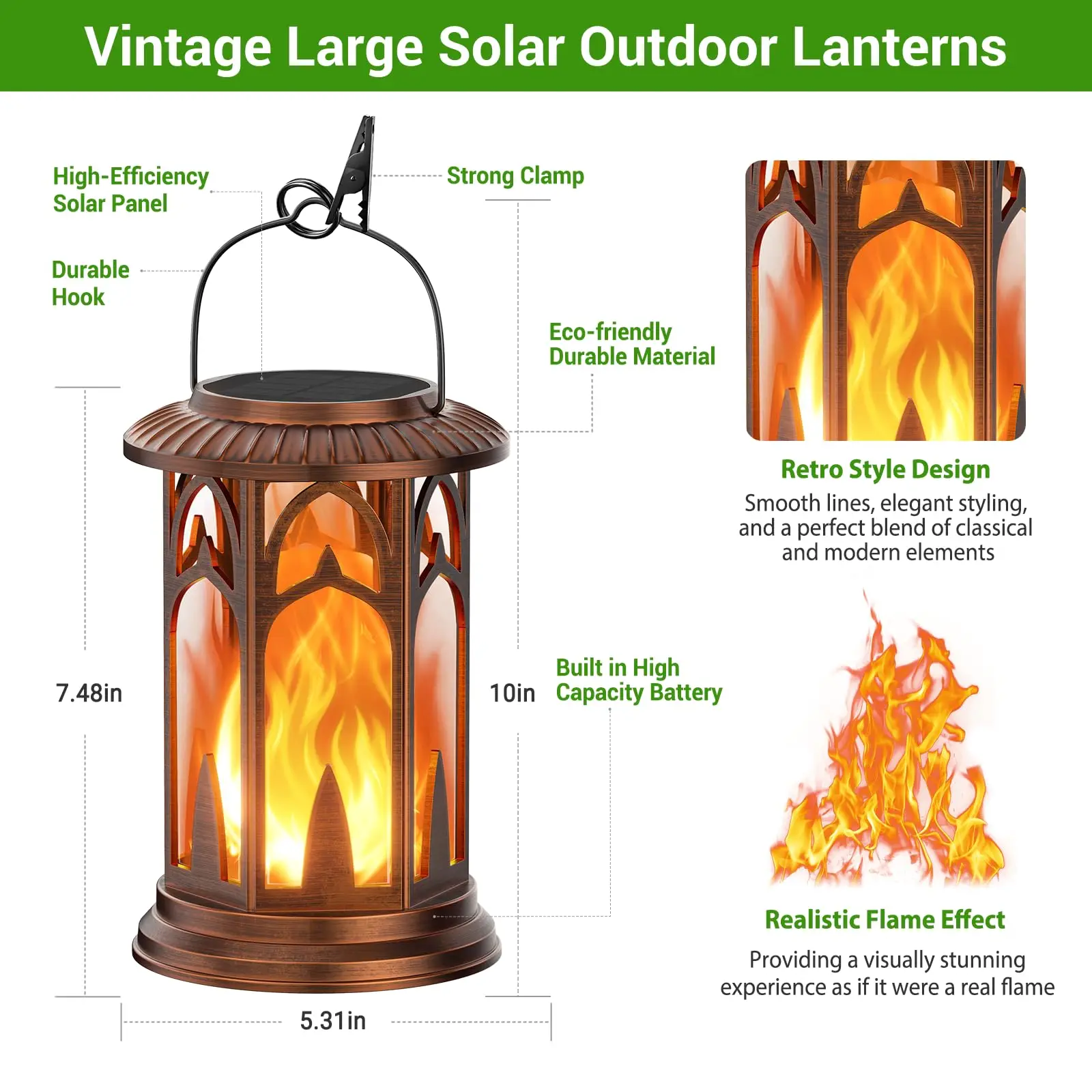 Solar Lantern Outdoor Lights, - Image 2