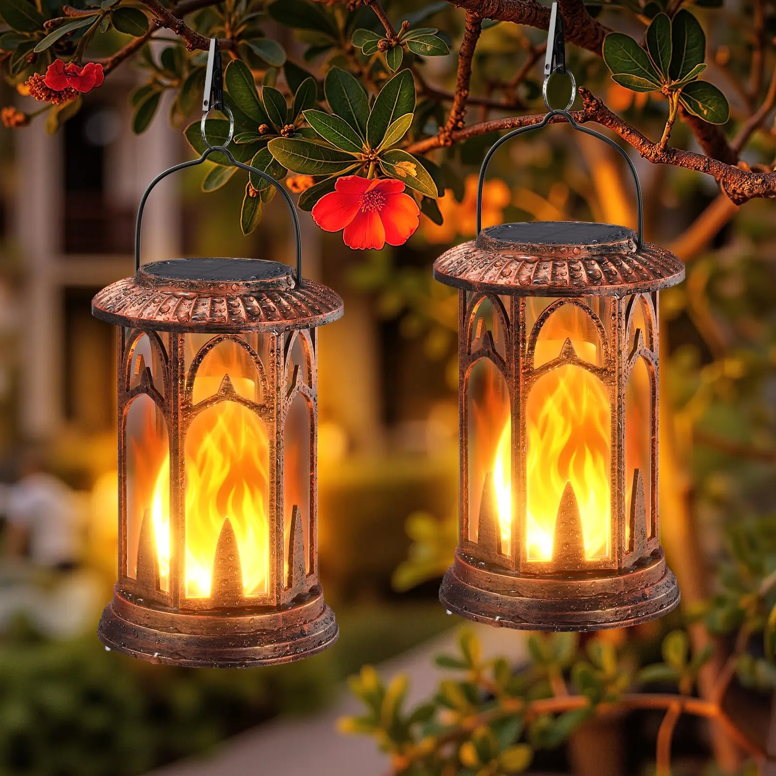 Solar Lantern Outdoor Lights, - Image 1