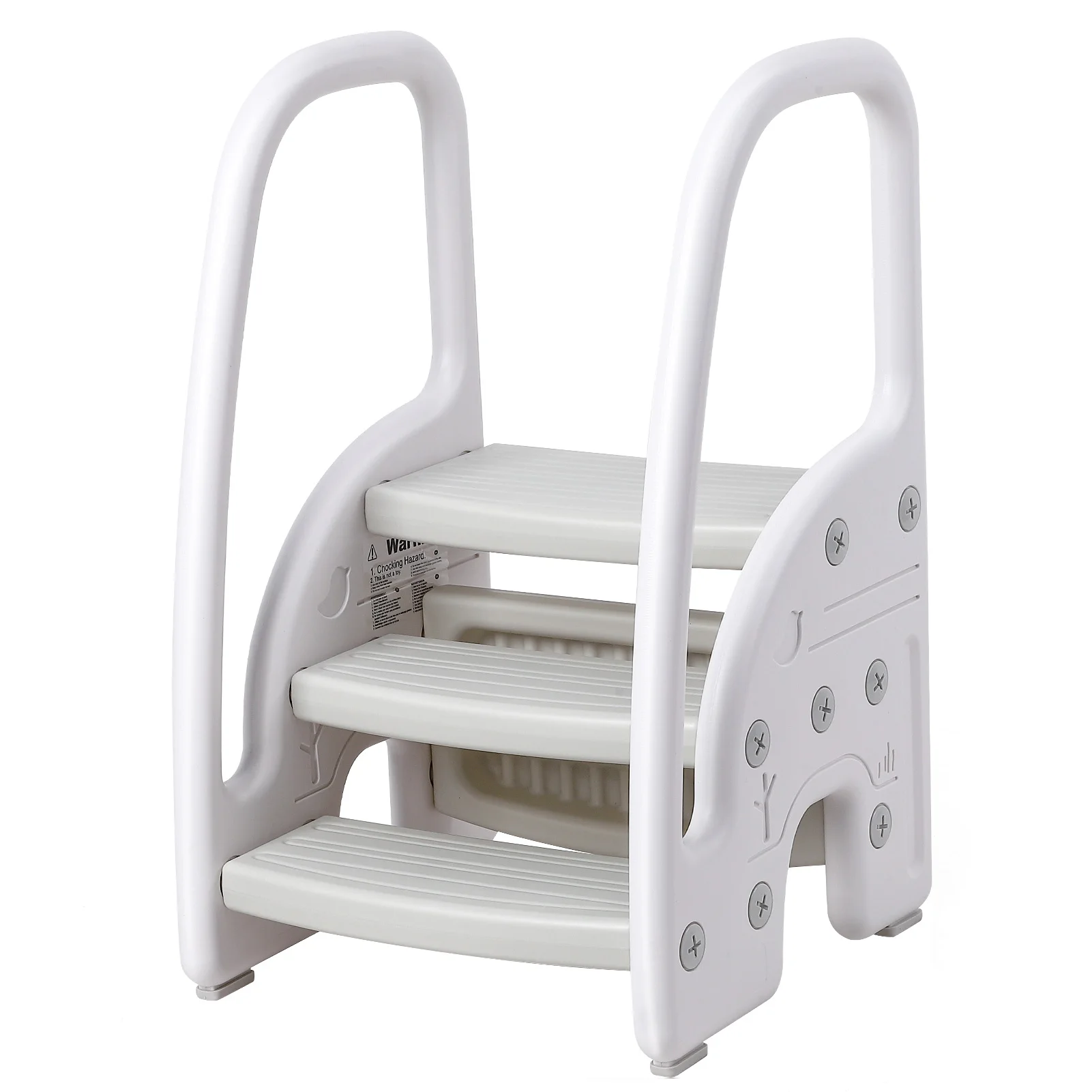 Toddler Step Stool, Kids Step Stool with Handles Sides, Plastic 3 Step Stool for Bathroom - Image 1