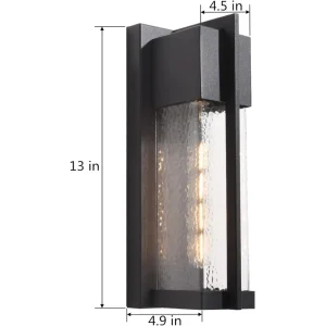 2-Pack Dusk to Dawn Outdoor Wall Lights, 13" Black Outside Wall Sconce