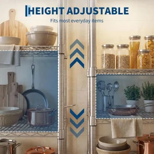 5-Tier Heavy Duty Wire Shelving Rack, 3250 LBS, 59x23x82 in - Thumbnail Image 2