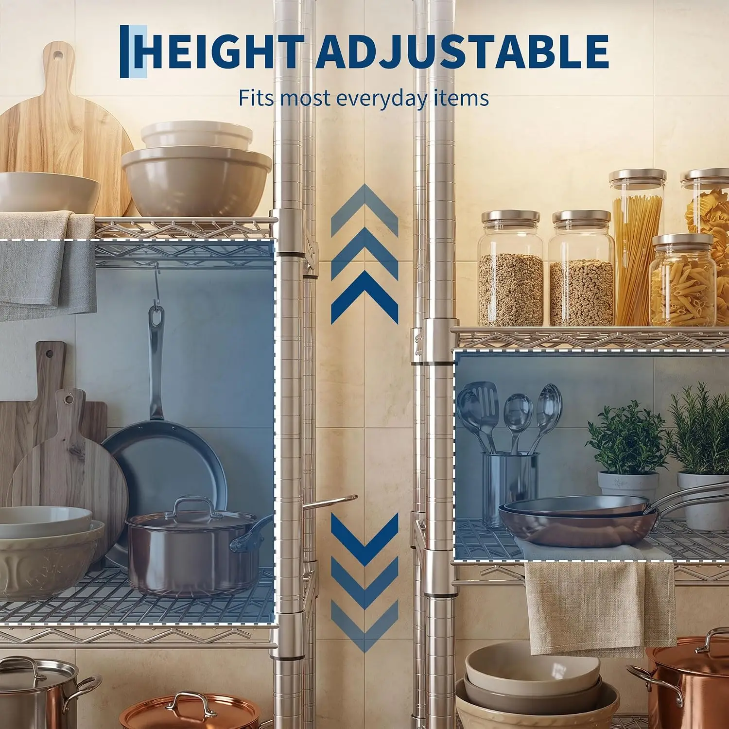 5-Tier Heavy Duty Wire Shelving Rack, 3250 LBS, 59x23x82 in - Image 2