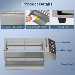 Smokeless 1800W Electric Grill for Indoor & Outdoor, Commercial Stainless Steel Countertop BBQ Grill - Thumbnail Image 5