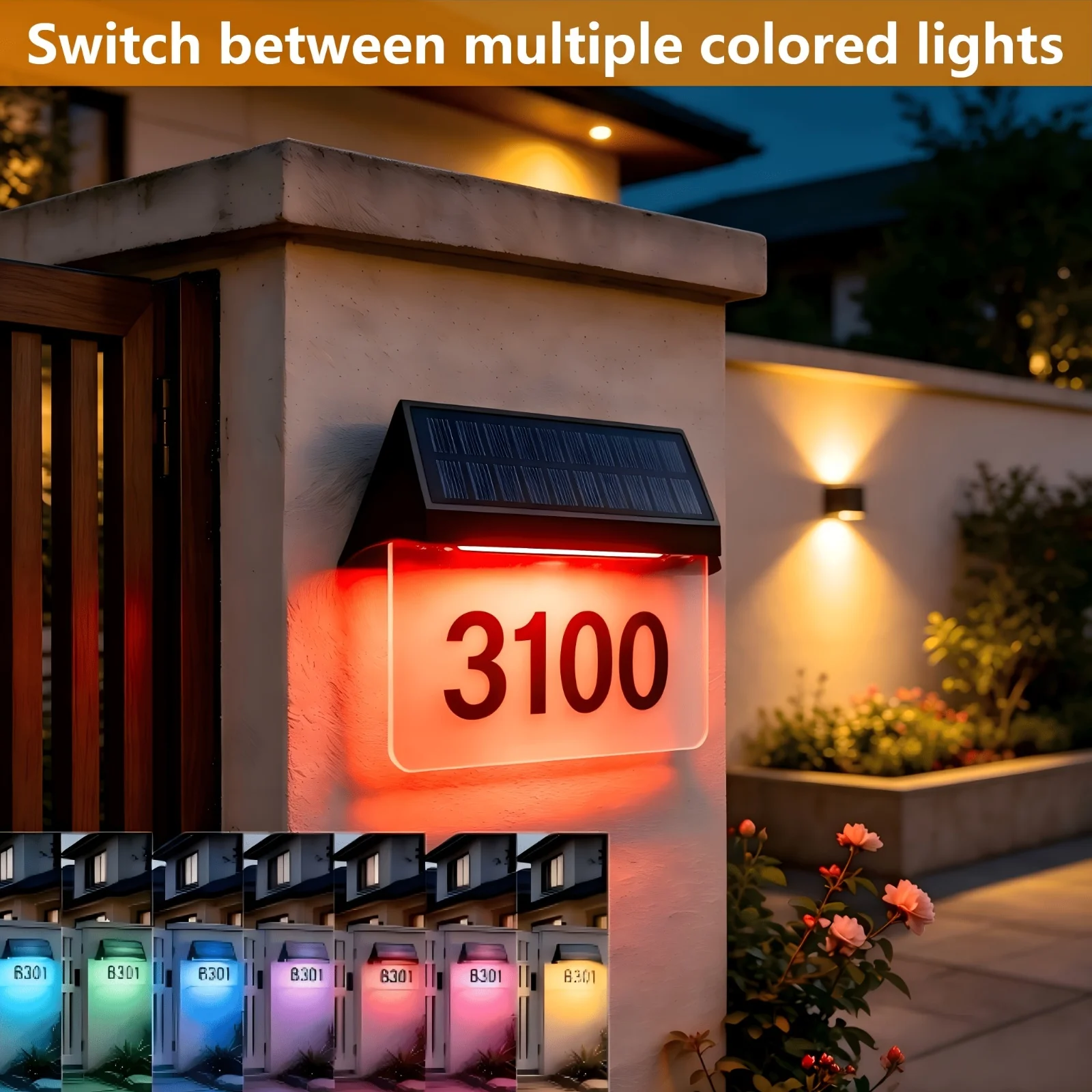 Solar Address Number Light, Automatic Solar Charging - Image 1
