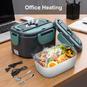 110V US Plug 12V Car Electric Heating Lunch Box 1.5L Capacity