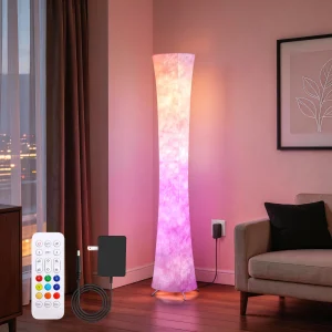 1pc Round Smart Floor Lamp, Modern RGB Corner Lamp with Tyvek Fabric, Music Sync, Remote Control, LED Floor Lamp for Living Room, Bedroom & Office Decor, Holiday Birthday Gift, Christmas Decoration